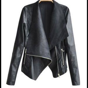Zippered PU leather jacket